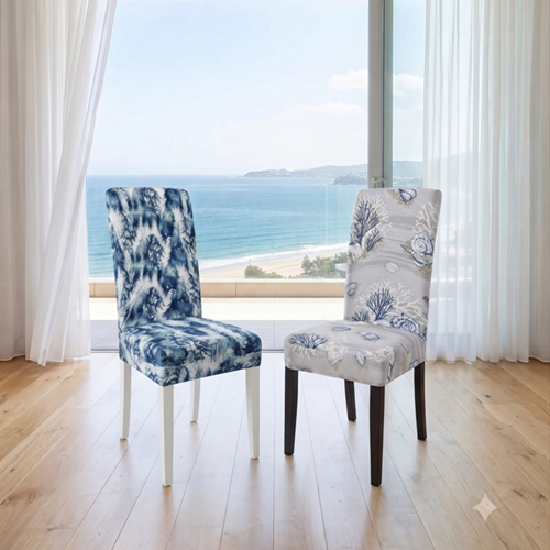 Ocean Inspired Patterned Lycra dining chair covers