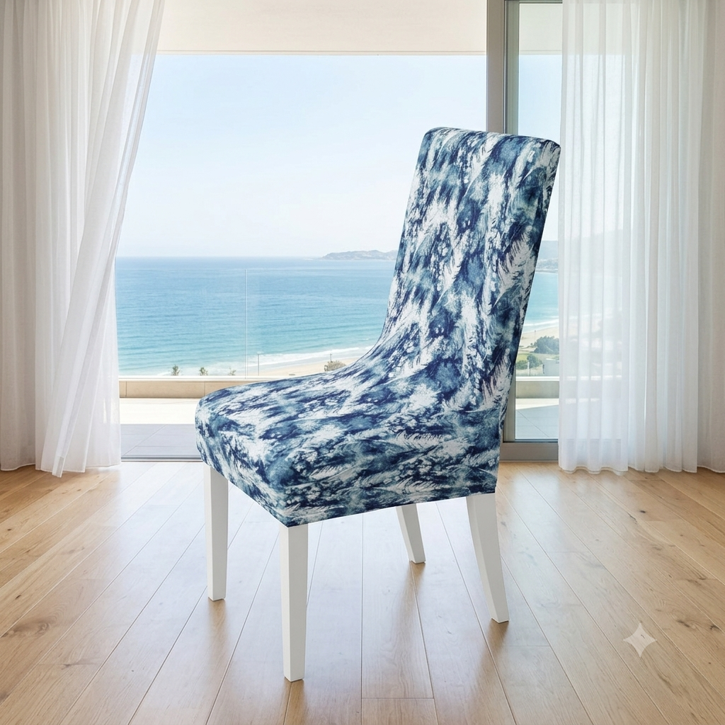 Ocean Inspired Patterned Lycra dining chair covers