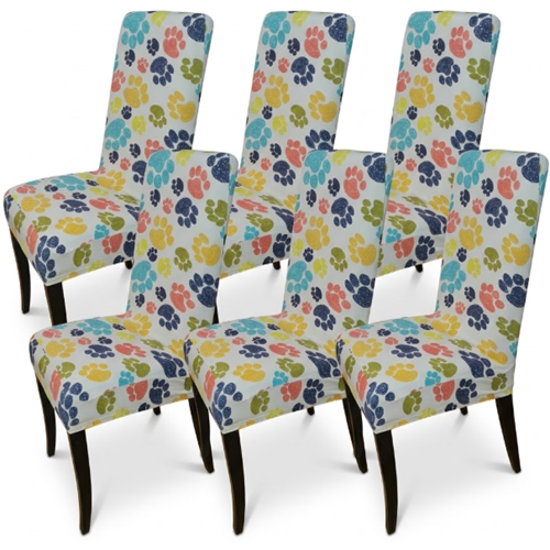 Paw Print Lycra Dining Chair Covers