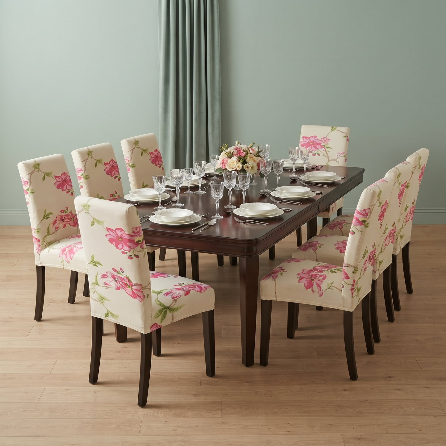 Floral Patterned Lycra dining chair covers