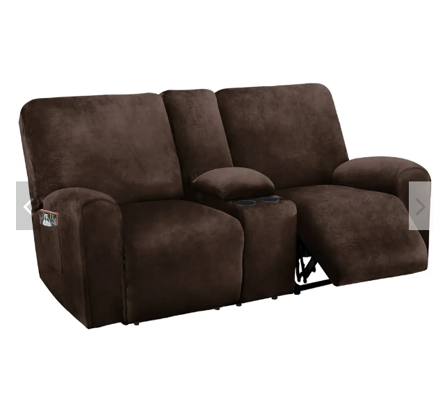 Multi-Color Console Recliner Covers with Middle Console, Stretch Velvet Sofa Cover for Electric & Manual Recliners.