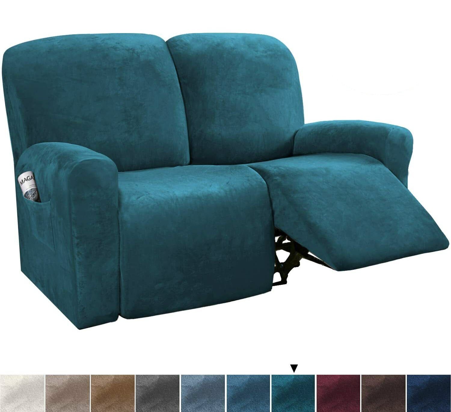 0 -TealGreen Velvet Cover for Standard and Reclining Sofas Couches Lounges Chairs - Trendy Home Decors and Furnishings