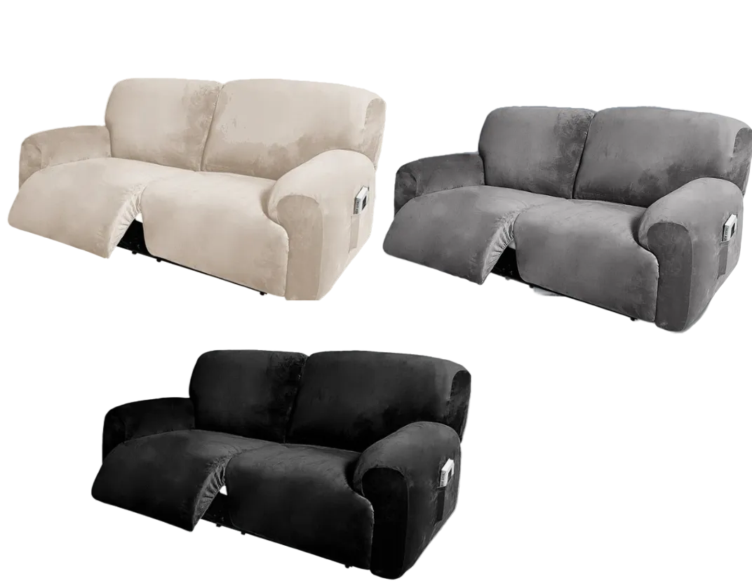 Recliner wide 2-Seater Recliner Cover - Stretch Velvet Jacquard fabric Slipcover - Trendy Home Decors and Furnishings