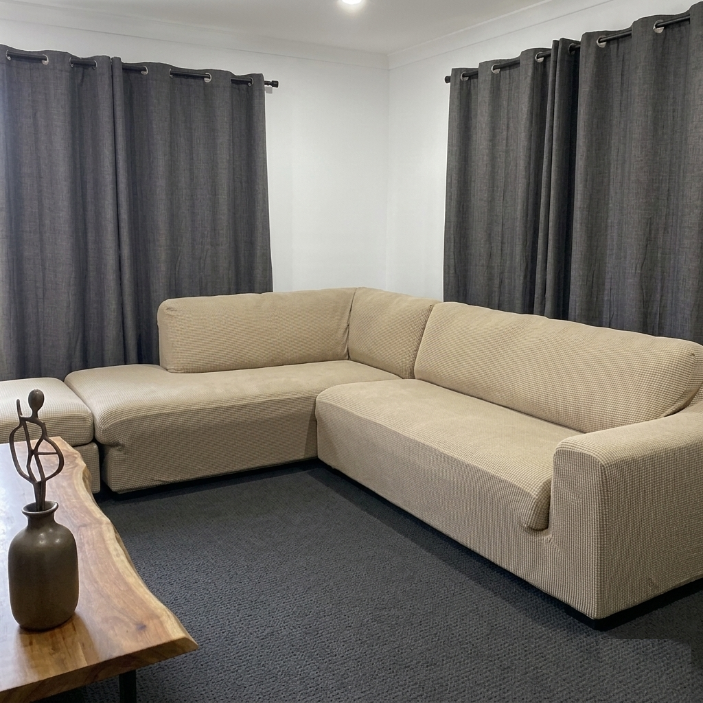 Large 3-Seater Chaise and Sofa Cover - L-Shape – Premium Jacquard fabric - Trendy Home Decors and Furnishings
