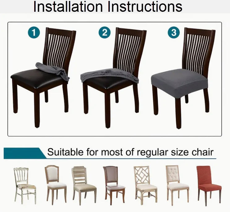 Chair Seat Covers - Cream Jacquard fabric - Trendy Home Decors and Furnishings