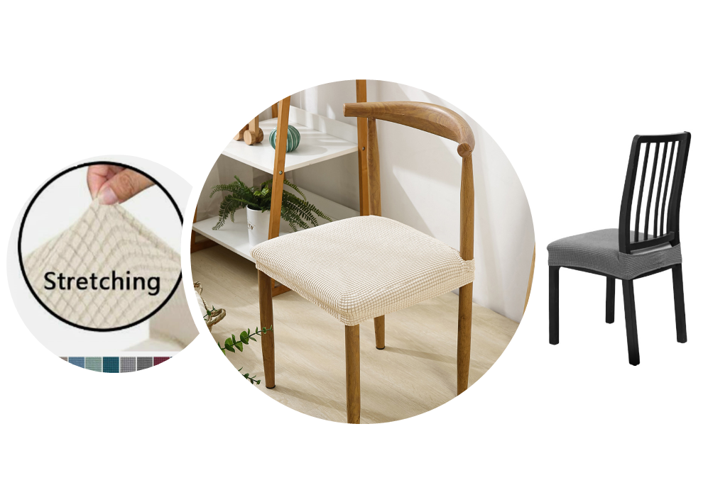 Chair Seat Covers - Cream Jacquard fabric - Trendy Home Decors and Furnishings