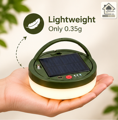 Camping Lantern Compact 10m Retractable String Lights | Solar/USB-C Charge, IP65 Waterproof, Power Bank