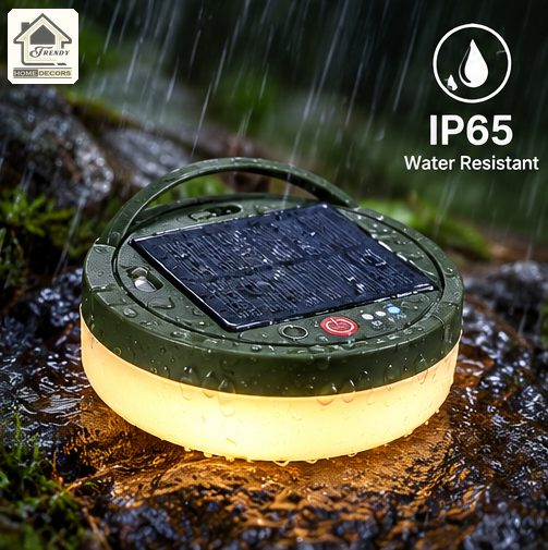 Camping Lantern Compact 10m Retractable String Lights | Solar/USB-C Charge, IP65 Waterproof, Power Bank
