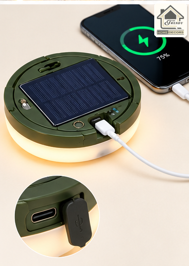 Camping Lantern Compact 10m Retractable String Lights | Solar/USB-C Charge, IP65 Waterproof, Power Bank