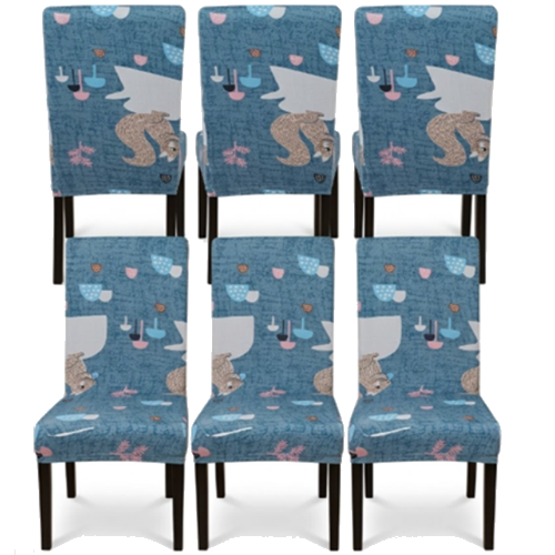 Cool Blue Squirrel Print Lycra Dining Chair Covers