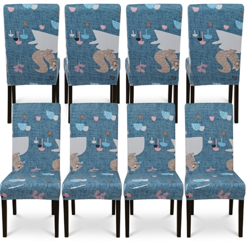 Cool Blue Squirrel Print Lycra Dining Chair Covers