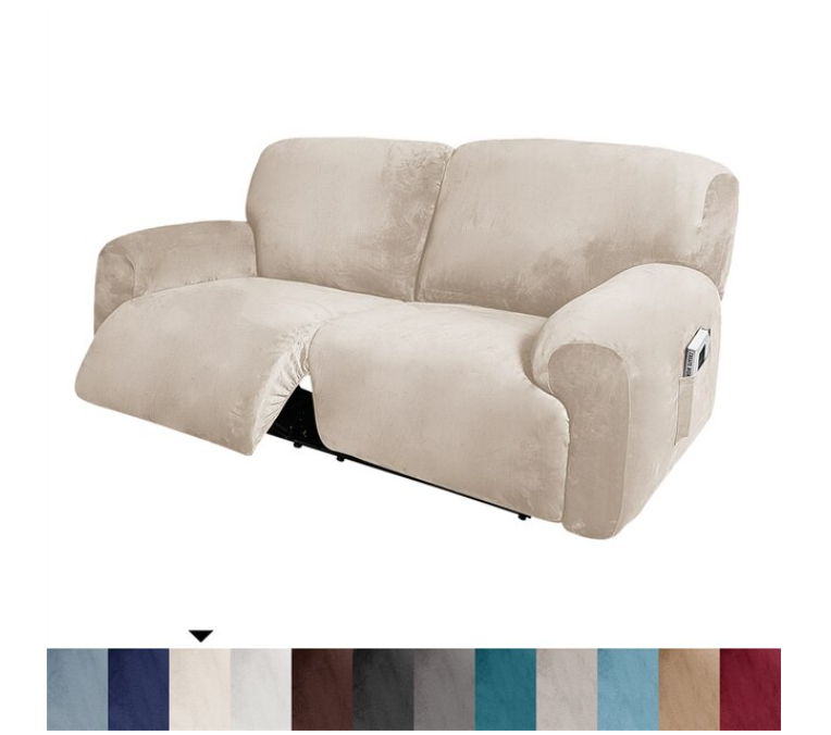 01-Taupe Velvet Cover for Standard and Reclining Sofas Couches Lounges Chairs Beige - Trendy Home Decors and Furnishings