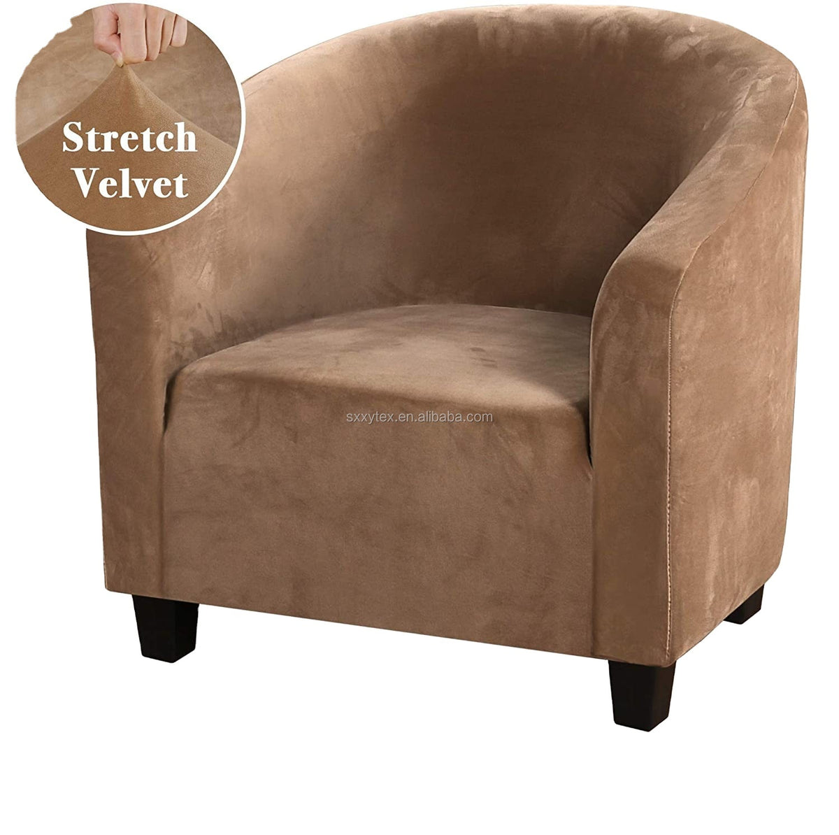 Black Stretch Tub Chair Sofa Slipcover Velvet Cover | Premium Armchair & Club Chair Slipcover