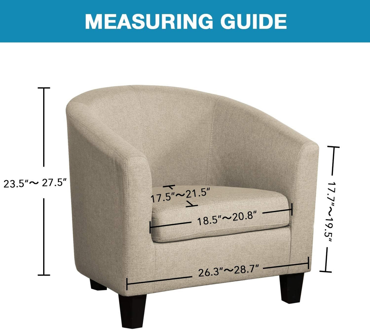 Black Stretch Tub Chair Sofa Slipcover Velvet Cover | Premium Armchair & Club Chair Slipcover