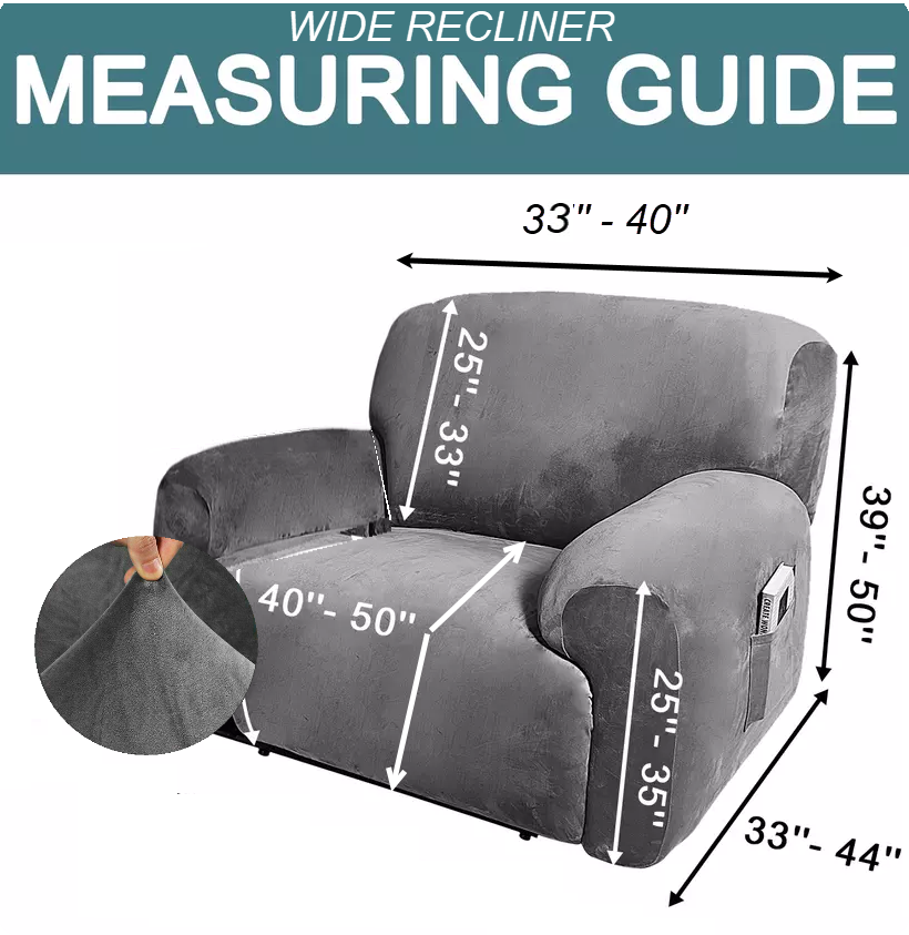 Extra-Wide Single Recliner Sofa Covers in Luxury Velvet 4-Piece Cover Set - Trendy Home Decors and Furnishings