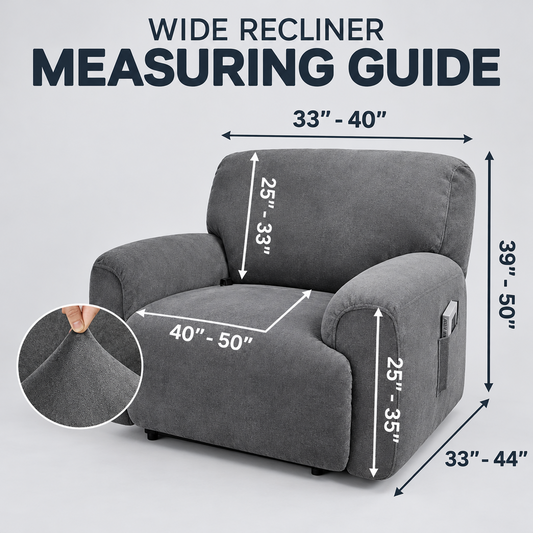 Extra-Wide Single Recliner Sofa Covers in Luxury Velvet 4-Piece Cover Set - Trendy Home Decors and Furnishings