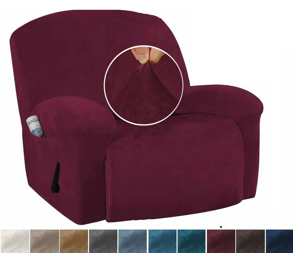 Extra-Wide Single Recliner Sofa Covers in Luxury Velvet 4-Piece Cover Set - Trendy Home Decors and Furnishings