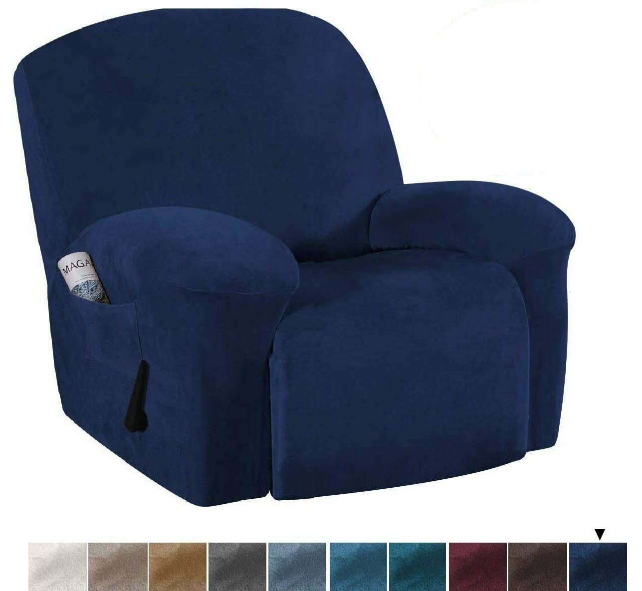 Dark Blue Velvet Recliner & Sofa Covers Fits Standard Couches, Lounges, and Chairs Covers. - Trendy Home Decors and Furnishings