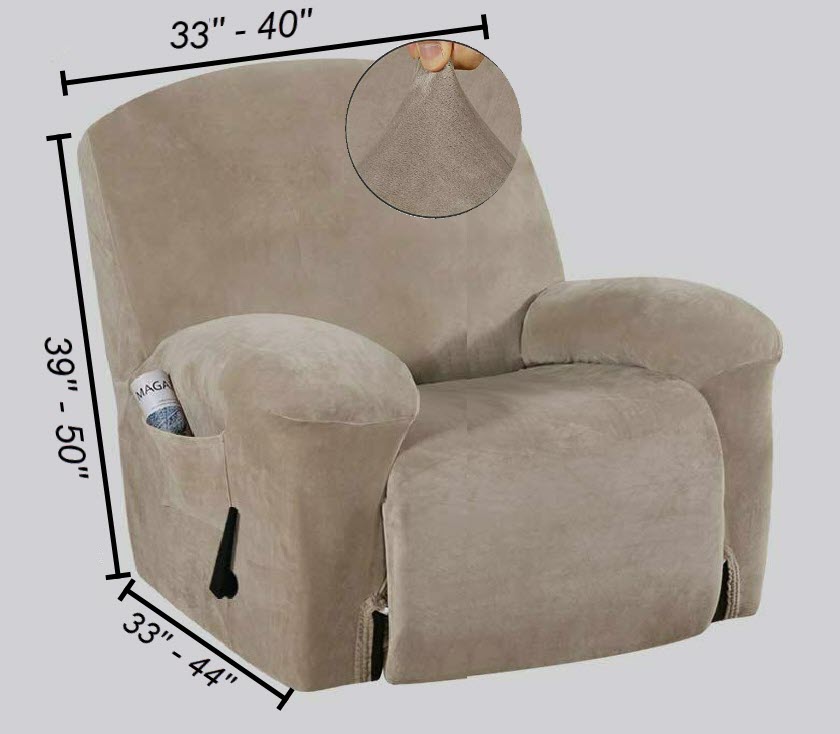 Extra-Wide Single Recliner Sofa Covers in Luxury Velvet 4-Piece Cover Set - Trendy Home Decors and Furnishings