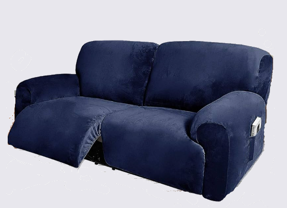 0 NavyDarkBlue Velvet Cover for Standard and Reclining Sofas Couches Lounges Chairs - Trendy Home Decors and Furnishings