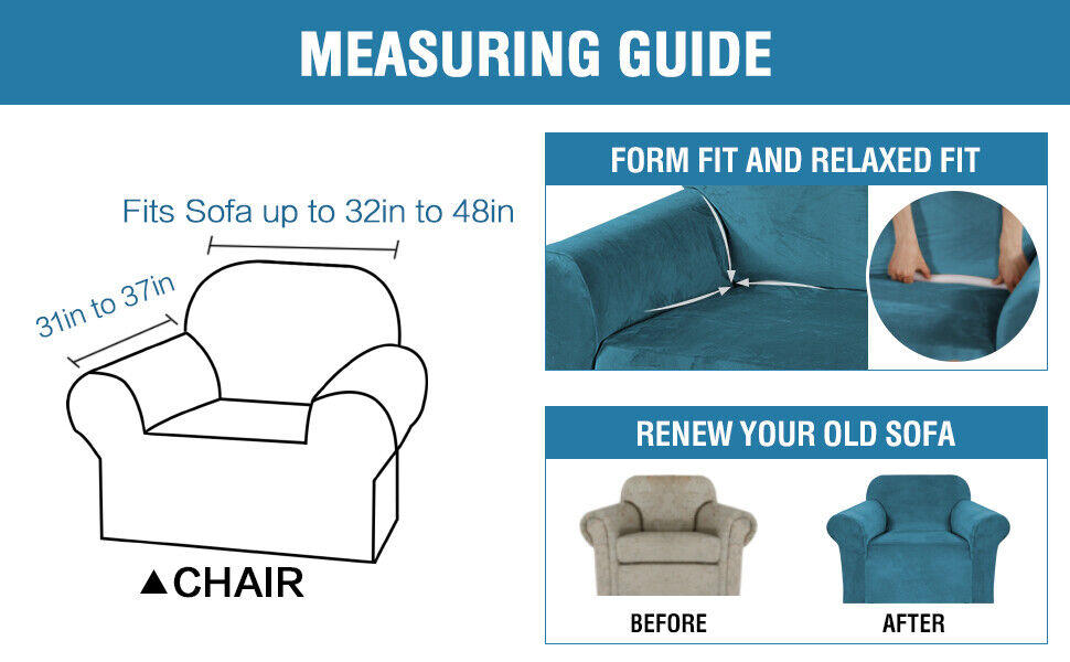 TealGreen Velvet Cover for Standard and Reclining Sofas Couches Lounges Chairs - Trendy Home Decors and Furnishings