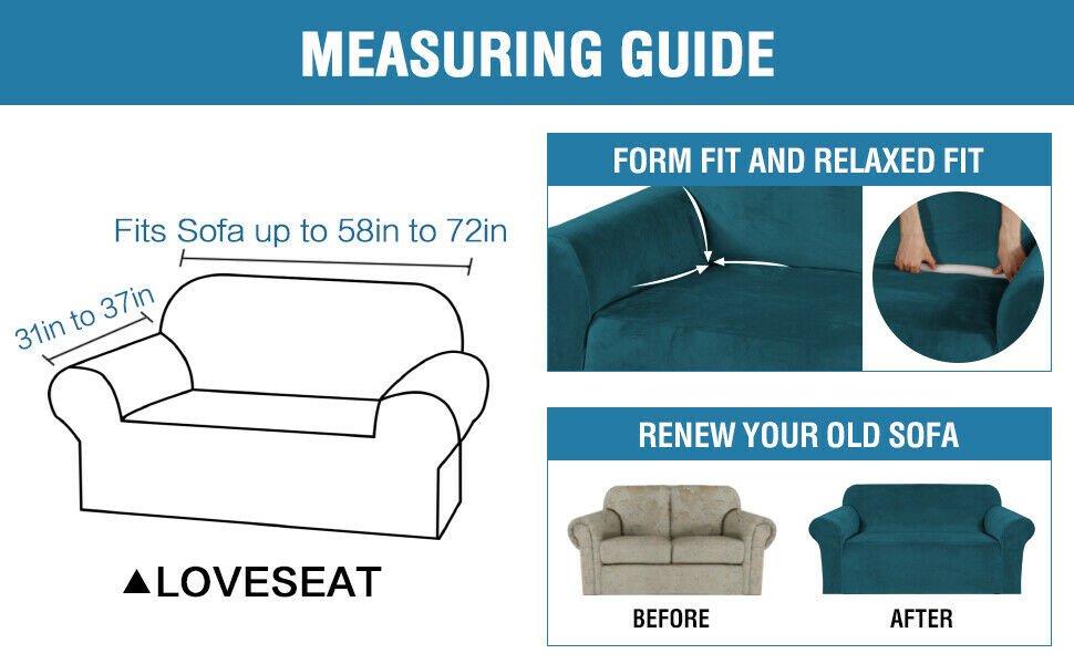 TealGreen Velvet Cover for Standard and Reclining Sofas Couches Lounges Chairs - Trendy Home Decors and Furnishings