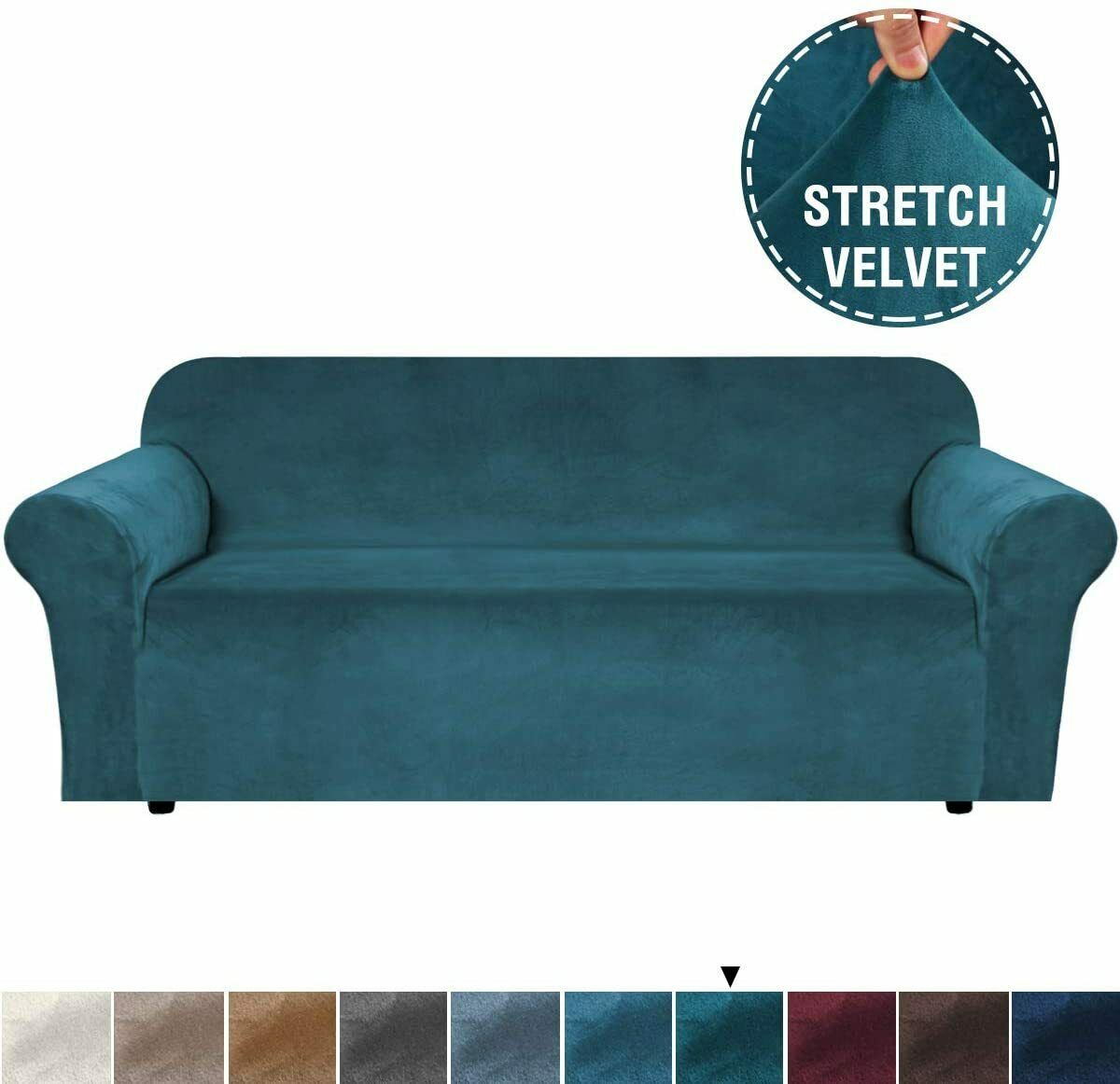 TealGreen Velvet Cover for Standard and Reclining Sofas Couches Lounges Chairs - Trendy Home Decors and Furnishings
