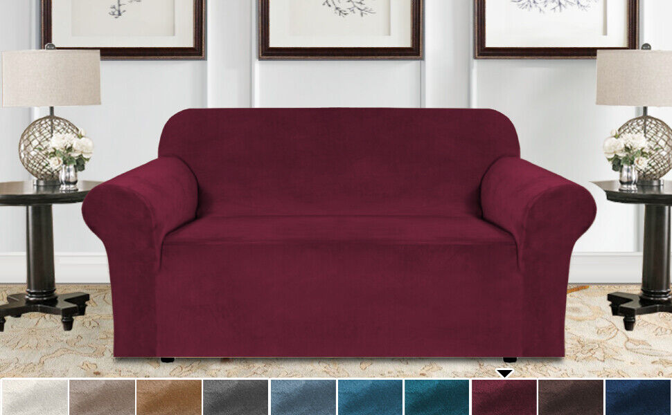Burgundy Velvet Cover for Standard and Reclining Sofas Couches Lounges - Trendy Home Decors and Furnishings
