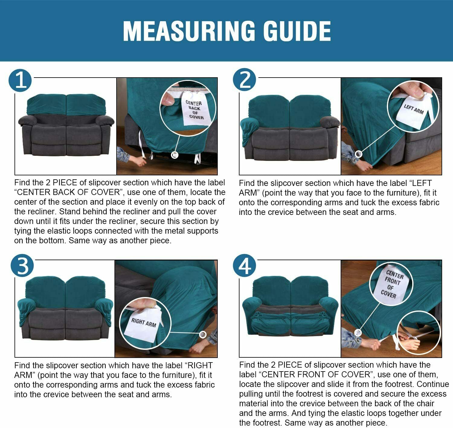TealGreen Velvet Cover for Standard and Reclining Sofas Couches Lounges Chairs - Trendy Home Decors and Furnishings