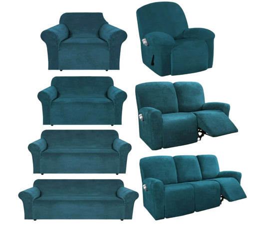 TealGreen Velvet Cover for Standard and Reclining Sofas Couches Lounges Chairs - Trendy Home Decors and Furnishings