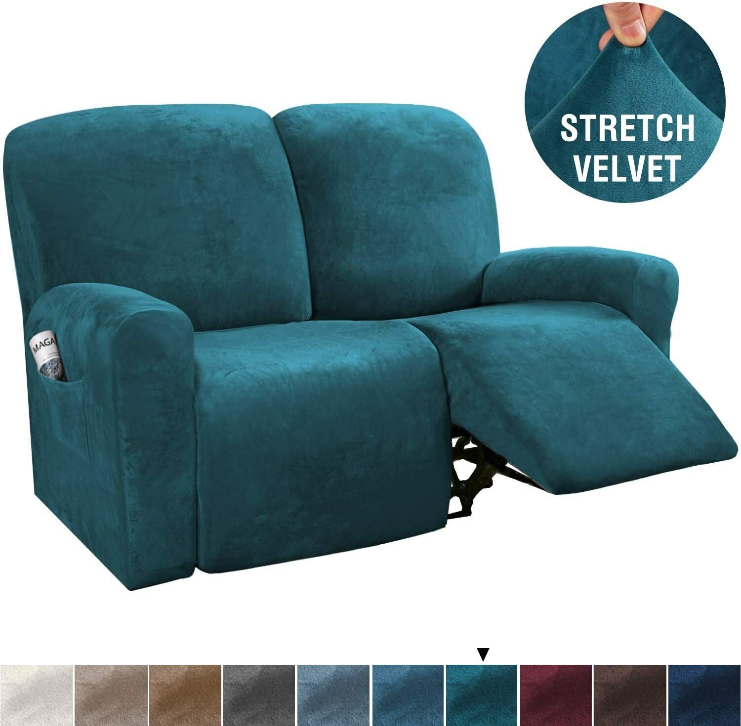 TealGreen Velvet Cover for Standard and Reclining Sofas Couches Lounges Chairs - Trendy Home Decors and Furnishings