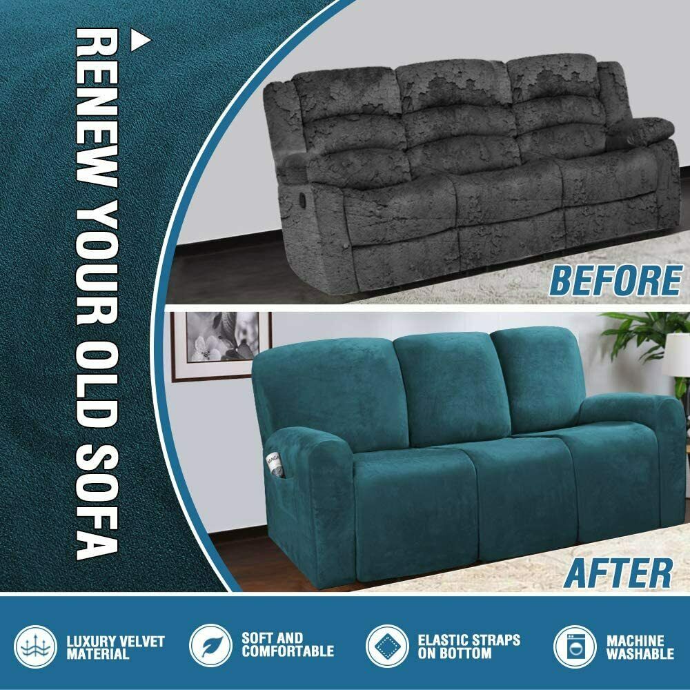 TealGreen Velvet Cover for Standard and Reclining Sofas Couches Lounges Chairs - Trendy Home Decors and Furnishings