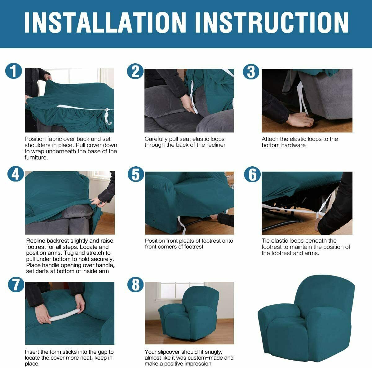 TealGreen Velvet Cover for Standard and Reclining Sofas Couches Lounges Chairs - Trendy Home Decors and Furnishings