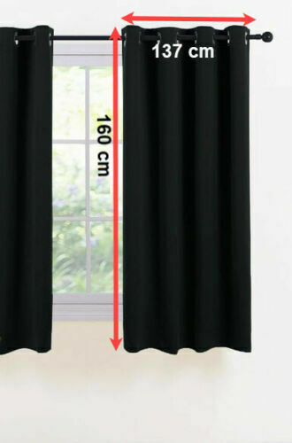 2Panels Window Thermal Solid Curtains Black - Trendy Home Decors and Furnishings