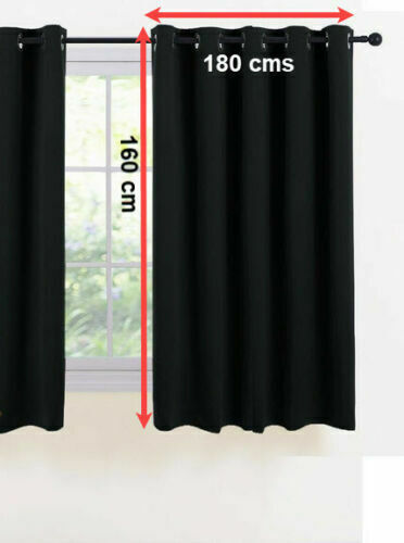 2Panels Window Thermal Solid Curtains Black - Trendy Home Decors and Furnishings